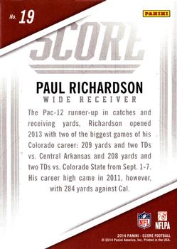 2014 Score - Rookie Team Helmets #19 Paul Richardson Back