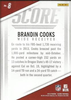 2014 Score - Rookie Team Helmets #8 Brandin Cooks Back