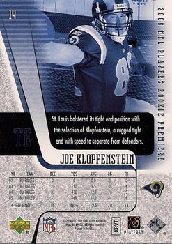 2006 Upper Deck Rookie Premiere Box Set #14 Joe Klopfenstein Back