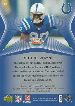 2007 Upper Deck Super Bowl XLI Box Set #39 Reggie Wayne Back
