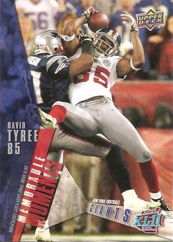 2008 Upper Deck Super Bowl XLII Box Set - Post Season Memorable Moments #MM3 David Tyree Front