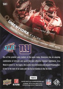 2008 Upper Deck Super Bowl XLII Box Set - Regular Season Highlights #SH1 Osi Umenyiora Back
