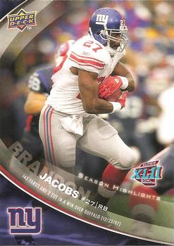 2008 Upper Deck Super Bowl XLII Box Set - Regular Season Highlights #SH5 Brandon Jacobs Front