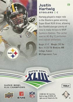 2009 Upper Deck Super Bowl XLIII Box Set #19 Justin Hartwig Back