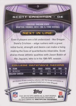 2014 Bowman - Rookies #3 Scott Crichton Back