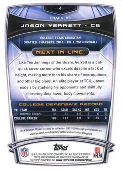 2014 Bowman - Rookies #4 Jason Verrett Back