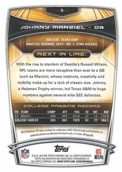 2014 Bowman - Rookies #9 Johnny Manziel Back