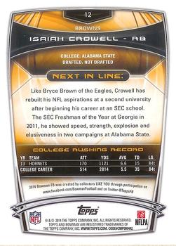 2014 Bowman - Rookies #12 Isaiah Crowell Back