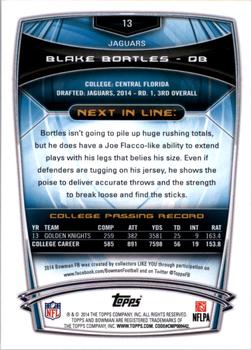 2014 Bowman - Rookies #13 Blake Bortles Back