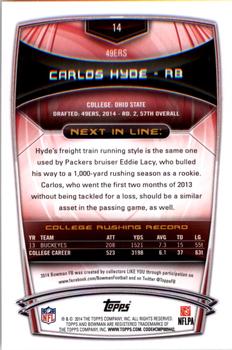 2014 Bowman - Rookies #14 Carlos Hyde Back