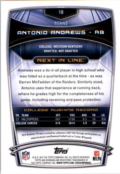2014 Bowman - Rookies #18 Antonio Andrews Back