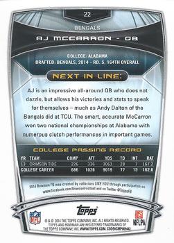 2014 Bowman - Rookies #22 A.J. McCarron Back