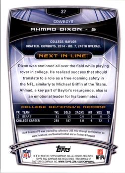 2014 Bowman - Rookies #32 Ahmad Dixon Back