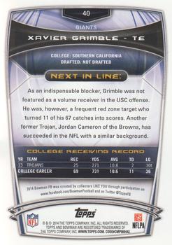2014 Bowman - Rookies #40 Xavier Grimble Back