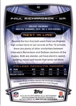 2014 Bowman - Rookies #46 Paul Richardson Back
