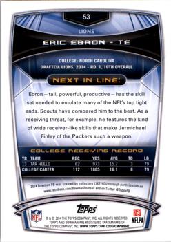 2014 Bowman - Rookies #53 Eric Ebron Back