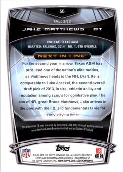 2014 Bowman - Rookies #56 Jake Matthews Back