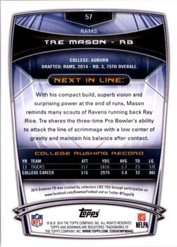 2014 Bowman - Rookies #57 Tre Mason Back