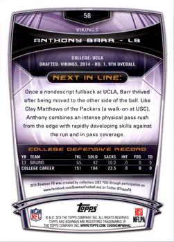 2014 Bowman - Rookies #58 Anthony Barr Back