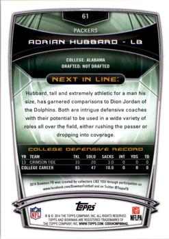 2014 Bowman - Rookies #61 Adrian Hubbard Back