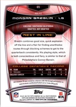 2014 Bowman - Rookies #65 Morgan Breslin Back