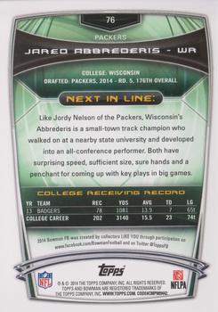 2014 Bowman - Rookies #76 Jared Abbrederis Back