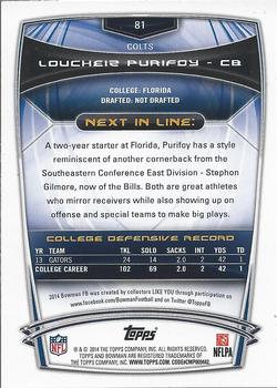 2014 Bowman - Rookies #81 Loucheiz Purifoy Back