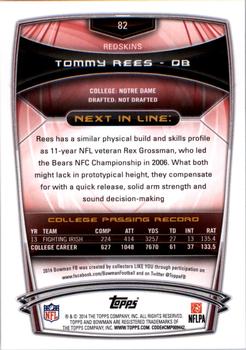 2014 Bowman - Rookies #82 Tommy Rees Back