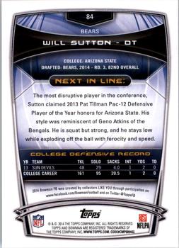 2014 Bowman - Rookies #84 Will Sutton Back