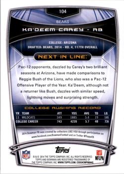 2014 Bowman - Rookies #104 Ka'Deem Carey Back