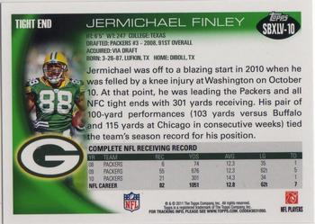 2011 Topps Green Bay Packers Super Bowl XLV #SBXLV-10 Jermichael Finley Back