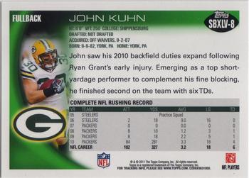 2011 Topps Green Bay Packers Super Bowl XLV #SBXLV-8 John Kuhn Back