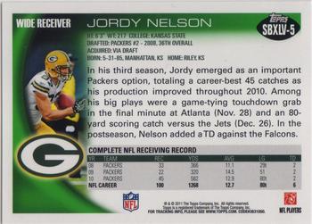 2011 Topps Green Bay Packers Super Bowl XLV #SBXLV-5 Jordy Nelson Back