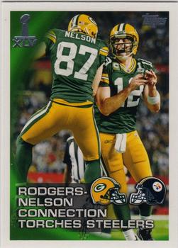 2011 Topps Green Bay Packers Super Bowl XLV #SBXLV-25 Super Bowl XLV Highlights - Rodgers/Nelson Front