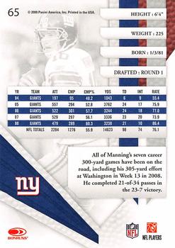 2009 Playoff Absolute Memorabilia #65 Eli Manning Back