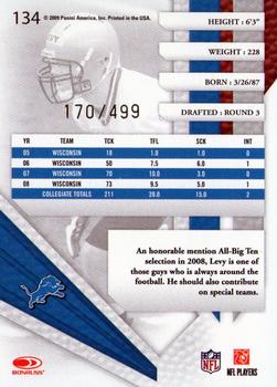 2009 Playoff Absolute Memorabilia #134 DeAndre Levy Back
