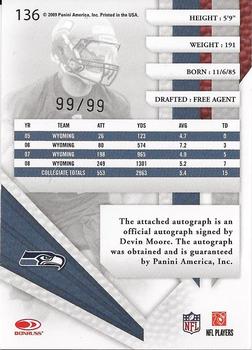 2009 Playoff Absolute Memorabilia #136 Devin Moore Back