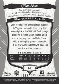 2009 Bowman Sterling #50 Clint Sintim Back