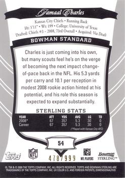 2009 Bowman Sterling #54 Jamaal Charles Back