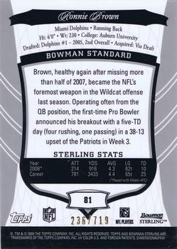 2009 Bowman Sterling #81 Ronnie Brown Back