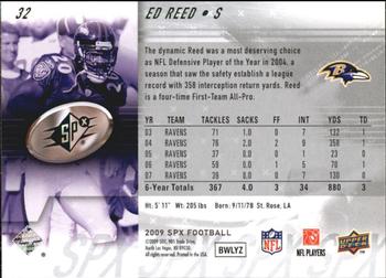 2009 SPx #32 Ed Reed Back