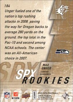 2009 SPx #184 Max Unger Back