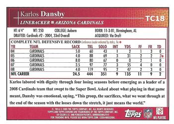 2009 Topps Chrome #TC18 Karlos Dansby Back