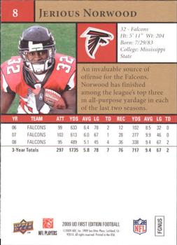 2009 Upper Deck First Edition #8 Jerious Norwood Back