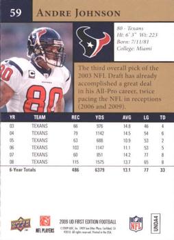 2009 Upper Deck First Edition #59 Andre Johnson Back