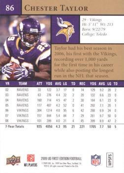 2009 Upper Deck First Edition #86 Chester Taylor Back