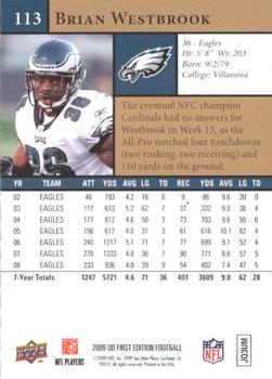 2009 Upper Deck First Edition #113 Brian Westbrook Back