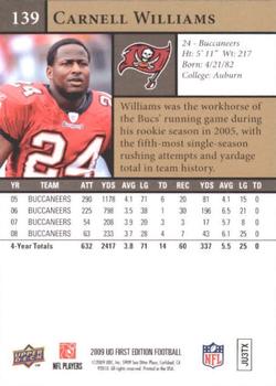 2009 Upper Deck First Edition #139 Carnell Williams Back