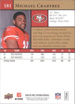 2009 Upper Deck First Edition #181 Michael Crabtree Back