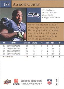 2009 Upper Deck First Edition #188 Aaron Curry Back